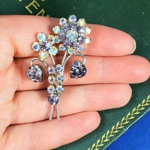 Vintage Austrian Rhinestone Brooch Flower